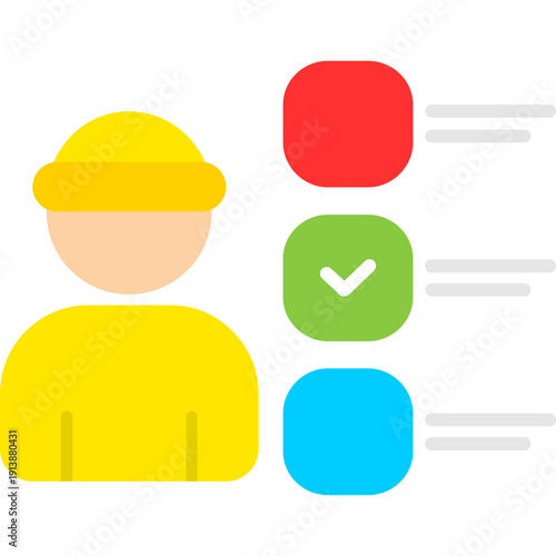 Person with helmet and checklist Icon