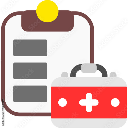 Clipboard and medical kit Icon