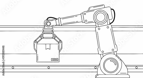 Industrial robotic arm mechanical device illustration.
