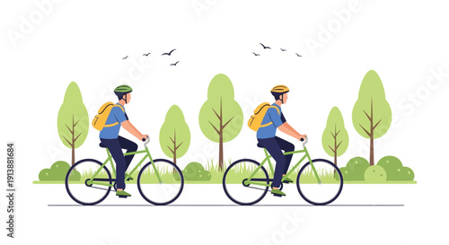 Eco Friendly Bicycle Ride Through a Clean Natural Landscape
