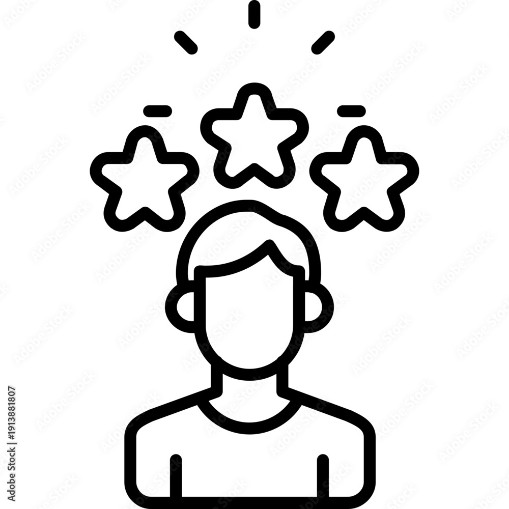Obraz premium Person with stars above head Icon