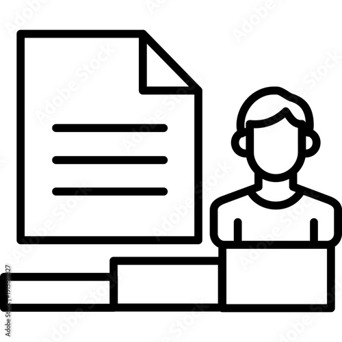 Document with person and stacked blocks Icon