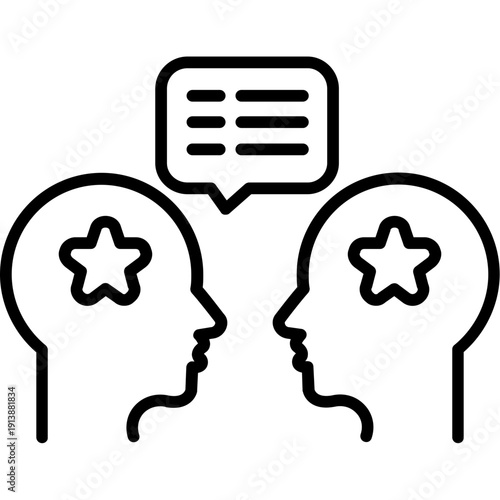Two heads with speech bubble and stars Icon