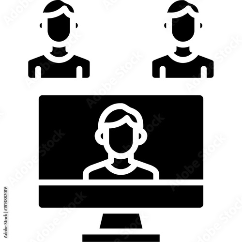 Person on computer screen with participants Icon