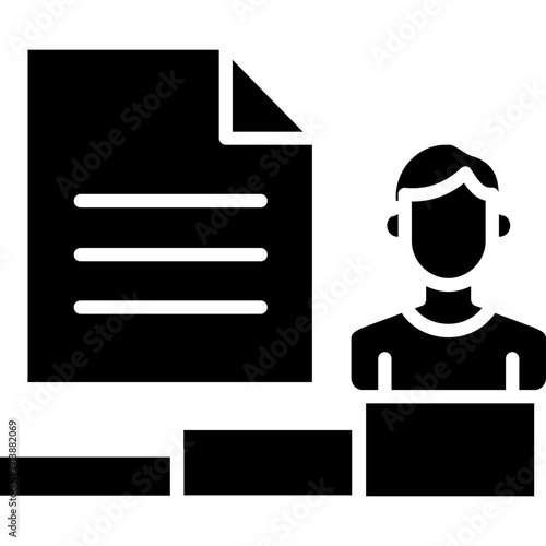 Document with person and stacked blocks Icon