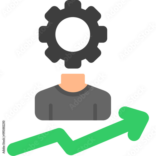 Person with gear and upward arrow Icon