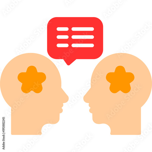 Two heads with speech bubble and stars Icon