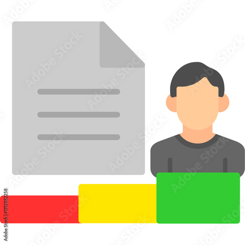 Document with person and stacked blocks Icon