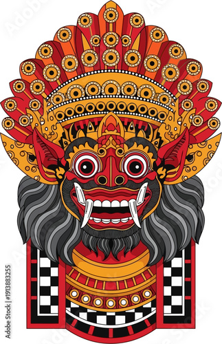 Balinese mythological creature mask Barong.