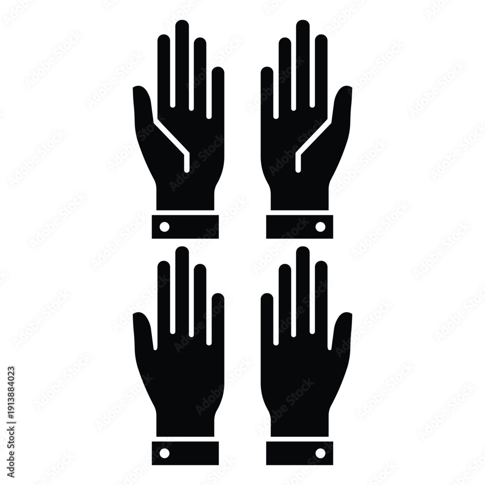 Obraz premium Pair of hands with wristbands pointing fingers vector illustration flat design