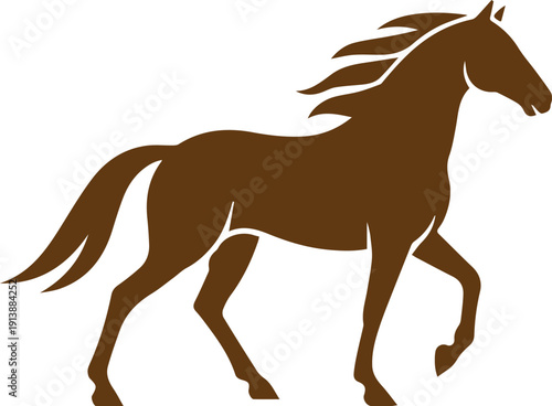 Minimalist horse side view geometric animal symbol with flowing mane bold black silhouette modern clean icon