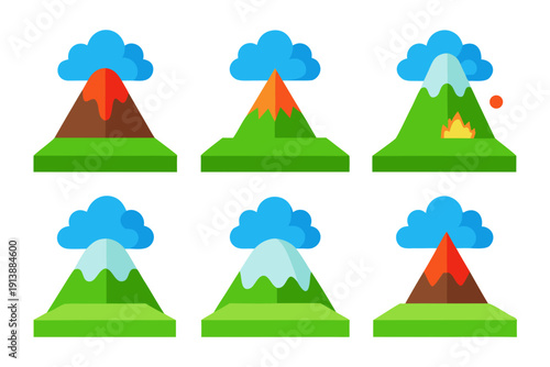 Volcanic eruption stages and landforms