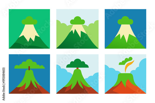 Volcanic eruption illustrations