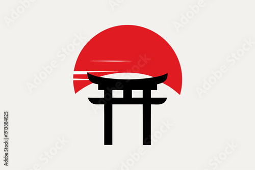 Japanese torii gate at sunset