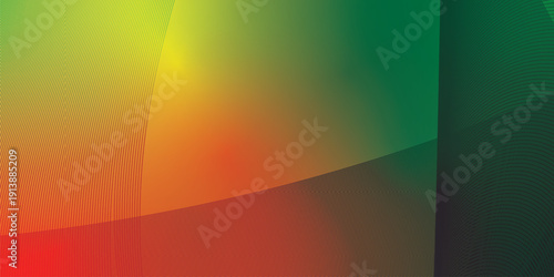 yeallow red and green abstract shape grainy gradient background with black backdrop and noisy texture for wide banner poster and header design
