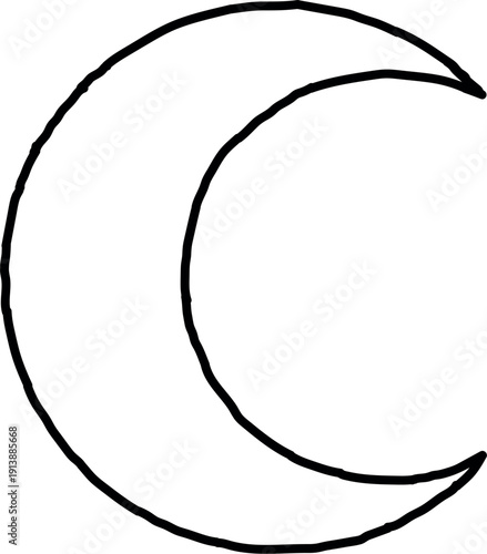 A simple line drawing of a crescent moon shape