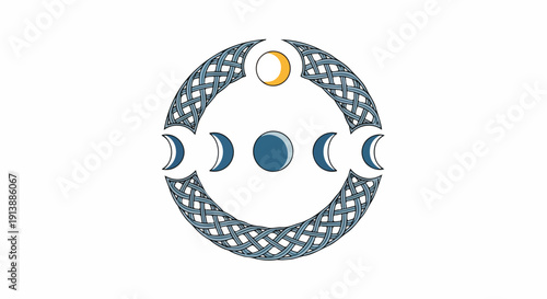 Moon Phases Illustration Circle Lunar Cycle.