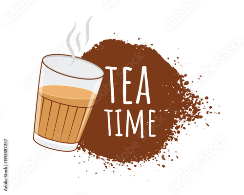 glass of indian chai or tea time poster design