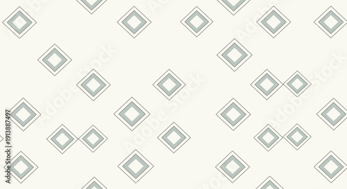 A minimalist pattern featuring small, light blue-grey double-outlined diamond shapes scattered across a cream-colored background, creating a subtle and elegant design.