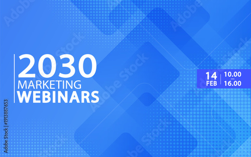 Blue geometric background for business conference invitations and webinar banners. Modern vector template for corporate summits, online forums, and digital event announcements.