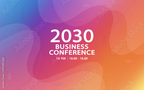 Colorful fluid background for business conference invitations and webinar banners. Modern vector template with vibrant liquid shapes for corporate summits and digital event announcements.