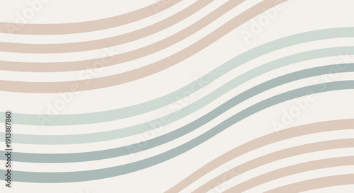 Abstract background with flowing wavy lines in soft pastel beige and teal colors on a light cream backdrop, creating a gentle and modern design.