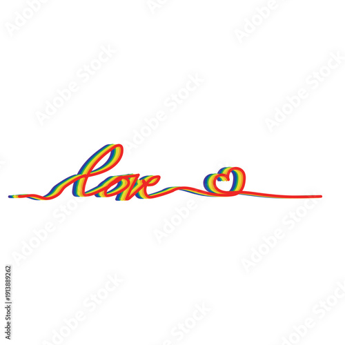 LGBT Pride Month. Pride label, ribbons with rainbow colors. Banner Love is love. LGBT event banner template. Realistic vector