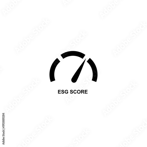 Color ESG score gauge icon with needle vector sustainability measurement environmental governance rating