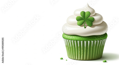 Wallpaper Mural Green cupcake topped with a shamrock bringing festive joy on a white background with copy space Torontodigital.ca