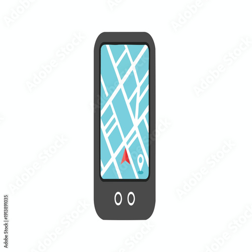 Mobile Device with Digital Map Display Showing Navigation Directions