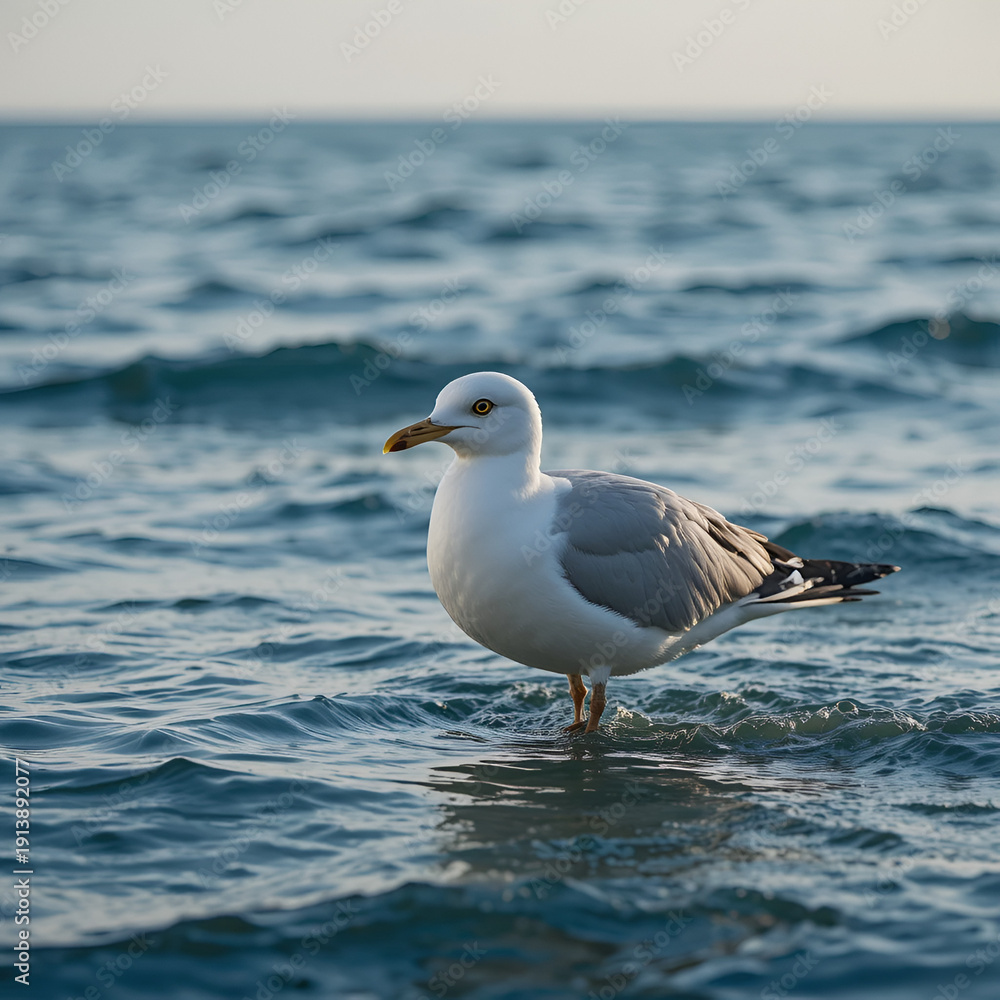 Obraz premium Seagull in sea