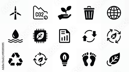 eco friendly icons for sustainable living and environmental conservation