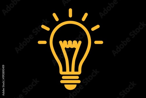 Light bulb illustration with a raised fist inside, symbolizing creativity and innovation, set against a solid black background for contrast and emphasis