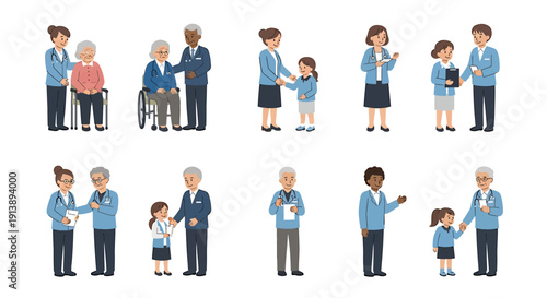 Diverse group of people interacting with each other in various social settings and environments