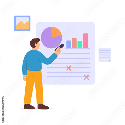 Expenses, tracking company spending and cost management, Flat vector character illustration