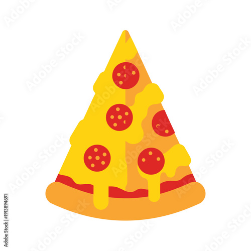 An illustration of a delicious slice of pepperoni pizza with melted cheese.