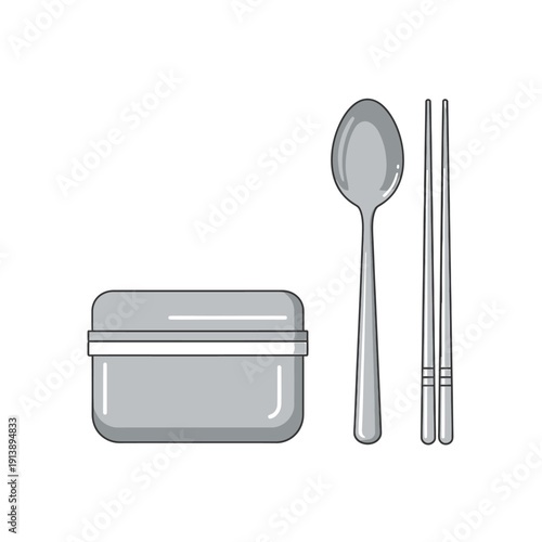An illustration shows a lunchbox with a spoon and chopsticks on the side.