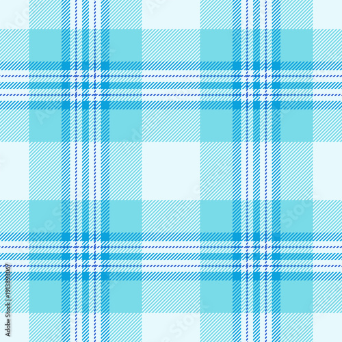 Livingroom textile plaid pattern, curve fabric tartan seamless. Sexy check vector background texture in cyan and light colors.