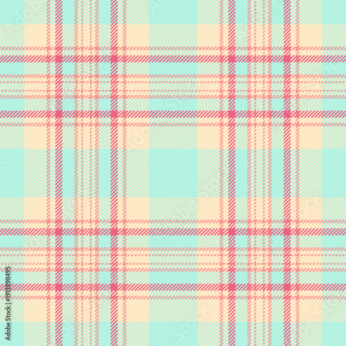 Printout seamless tartan textile, traditional texture fabric background. Folded vector plaid check pattern in bisque and light colors.