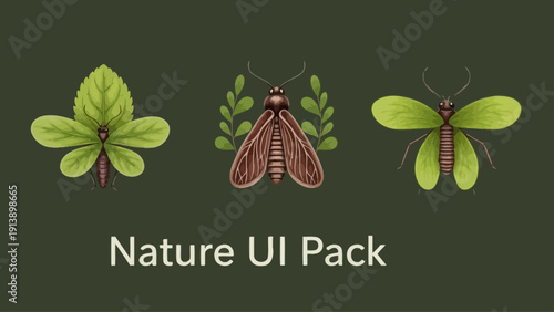 Creative nature inspired insect designs for user interface elements