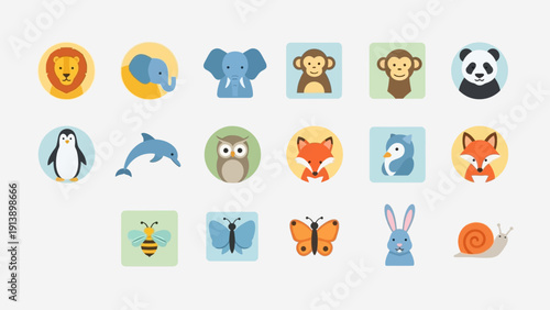 Collection of cute animal icons