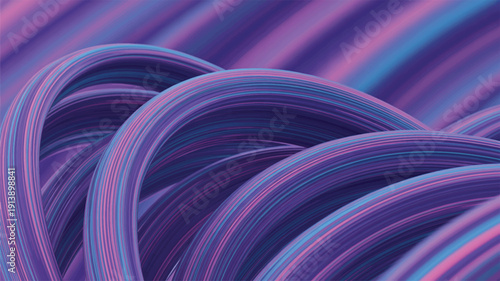 Vibrant purple and blue wavy lines on striped background