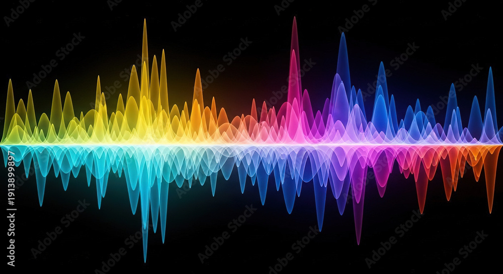custom made wallpaper toronto digitalColorful abstract sound wave pattern on black background
