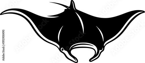 Minimalist Manta Ray Silhouette - Elegant Marine Life and Ocean Symbol Vector