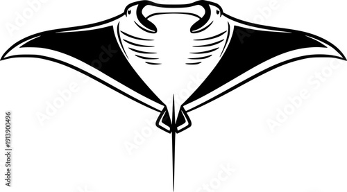 Minimalist Manta Ray Silhouette - Elegant Marine Life and Ocean Symbol Vector