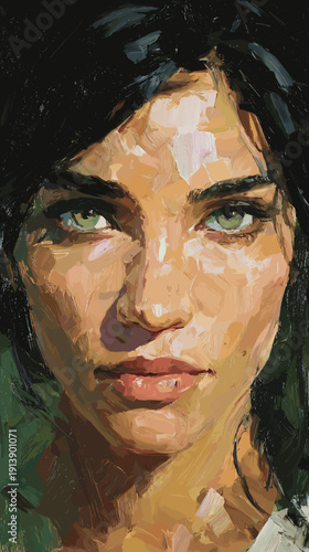 portrait of a young woman hand drawn vector illustartion 