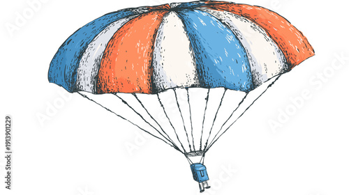 parachute illusatrtion islolated on white background 