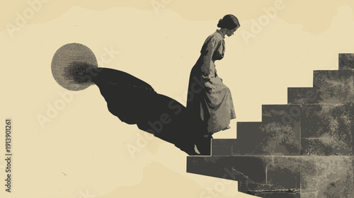 stairway to heaven avant garde vector illustration high luxury life sad concept 