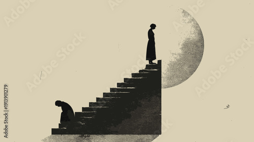 stairway to heaven avant garde vector illustration high luxury life sad concept 