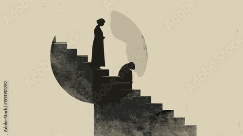 stairway to heaven avant garde vector illustration high luxury life sad concept 